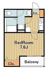 ベイルームリサータ相模原 1Kの間取図画像