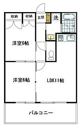 リバティヒルA 2LDKの間取図画像
