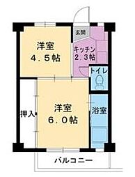 ビレッジハウス郷地3号棟 2Kの間取図画像