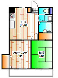 岩澤フラッツ 2DKの間取図画像
