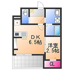 西湊町エヌエム・セント 1DKの間取図画像