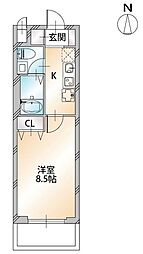 KDXレジデンス溝の口 1Kの間取図画像