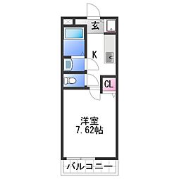 カルティエ3M 1Kの間取図画像