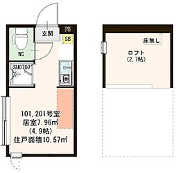 ハーモニーテラス桜上水2 ワンルームの間取図画像