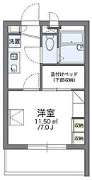 レオパレスルーエンハイム 1階1Kの間取り