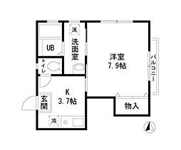 フォレストメゾンＮＡＫＡＮＩＳＨＩ 2階1Kの間取り