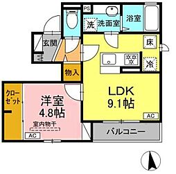 ジラソーレ 1階1LDKの間取り