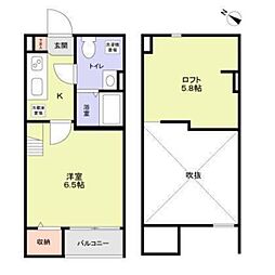 CarpeDiem堺 1Kの間取図画像