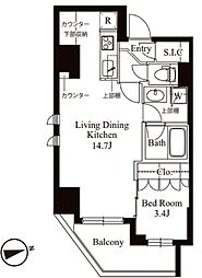 TAS浅草レジデンス 8階1LDKの間取り