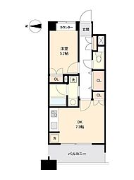 仙台市営南北線 五橋駅 徒歩1分の賃貸マンション 16階1DKの間取り