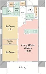 イニシア上野稲荷町 2LDKの間取図画像