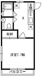 ブルーノ 1階1Kの間取り
