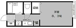 E.T.中央 ワンルームの間取図画像