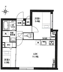 レピュア東大島駅前レジデンス 5階2LDKの間取り