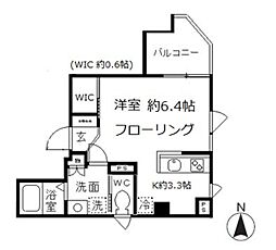 リヴェールタワー綾瀬 6階1Kの間取り
