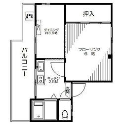 三光ビル 4階1DKの間取り