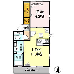クヴァルチーラ奥戸 1LDKの間取図画像