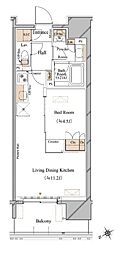 ブランシエスタ浅草蔵前 1LDKの間取図画像