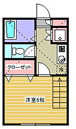グリーンハウス弥栄 1Kの間取図画像