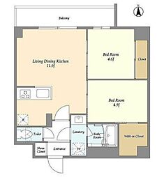 グランカーサ尾久 1階2LDKの間取り
