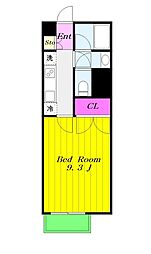 新百合和田文ビル 1Kの間取図画像