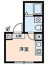 アムス早稲田 4階ワンルームの間取り