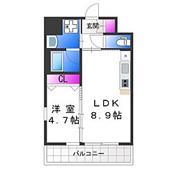 プレジオ布施ASIAN 1LDKの間取図画像
