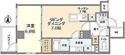 コスモグランス東日暮里 1LDKの間取図画像