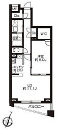 PRIMEURBAN日本橋大伝馬町 1LDKの間取図画像