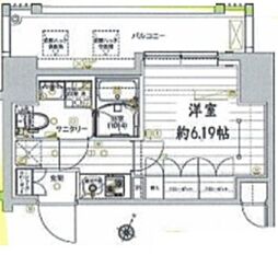 レガリス品川サウス 1Kの間取図画像