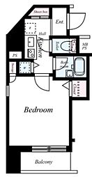 パークウェル代田橋 6階1Kの間取り