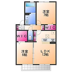 セジュール光陽 2LDKの間取図画像