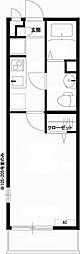 リブリ-bonheur 1Kの間取図画像