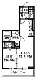 グラーティア相模原 1LDKの間取図画像