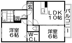 メゾン・アズールA 2LDKの間取図画像