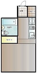 スカイコート川崎第4 3階ワンルームの間取り