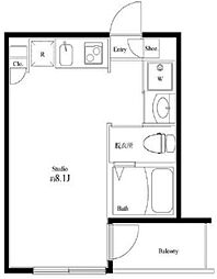 ソレイユ下北沢 1階ワンルームの間取り
