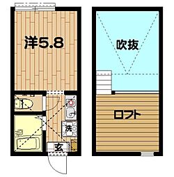 クレール上大岡参番館 ワンルームの間取図画像