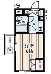 目黒不動前レジデンス 1Kの間取図画像