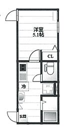 フィオーレ栗原 1階1Kの間取り