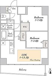 ルミーク文京湯島 14階2LDKの間取り