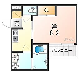REGIAOSAKACITYKOMATSU 1Kの間取図画像