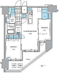 ルフォンプログレ田原町 14階2LDKの間取り