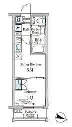 ジオエント大塚 4階1DKの間取り