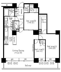 リバーポイントタワー 3LDKの間取図画像