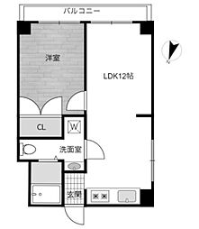 千葉ビル 7階1LDKの間取り