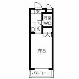 ヴィヴレコート 1Kの間取図画像