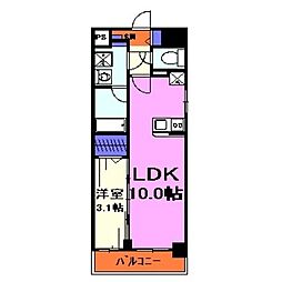 アン・ボルヌ 8階1LDKの間取り