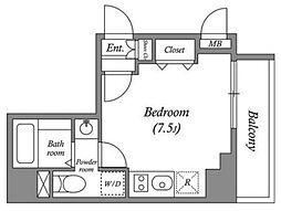 ヒューマンハイム亀戸II 5階ワンルームの間取り