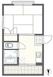 エースハイム 1階1DKの間取り